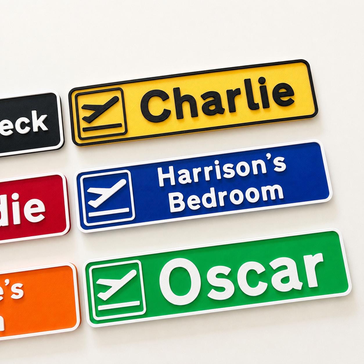 Personalised Departures Sign Airport Airplane Kids Name Bedroom Door AvGeek Gift