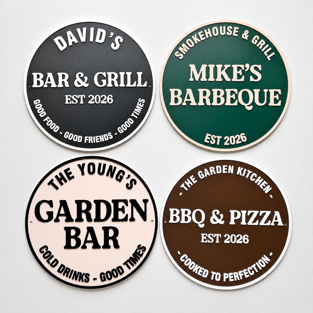 Personalised Plaque - BBQ Grill Garden Bar Fully Customised Wall Plate Sign Gift