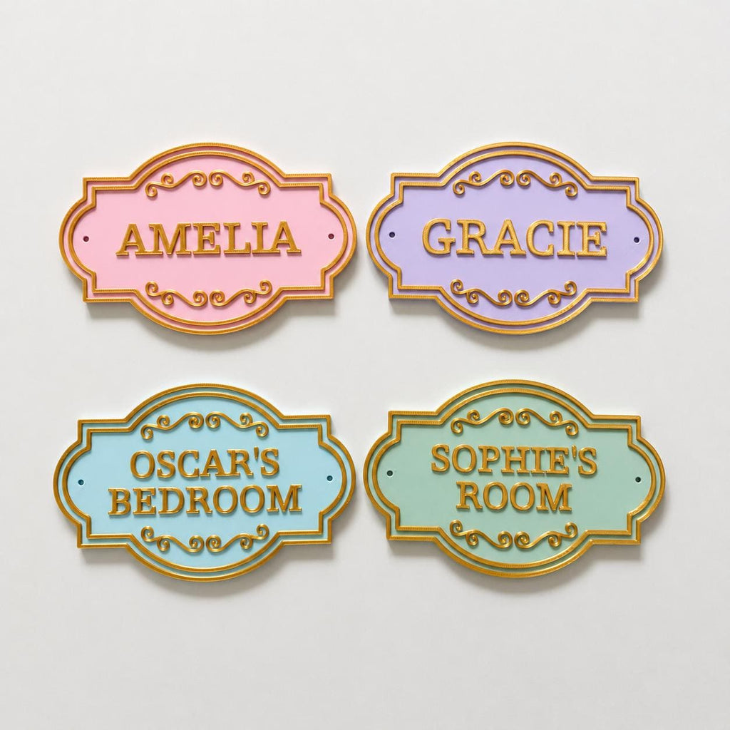 Personalised Kids Name Door Sign Custom Girls Boys Gold Bedroom Decoration Plate