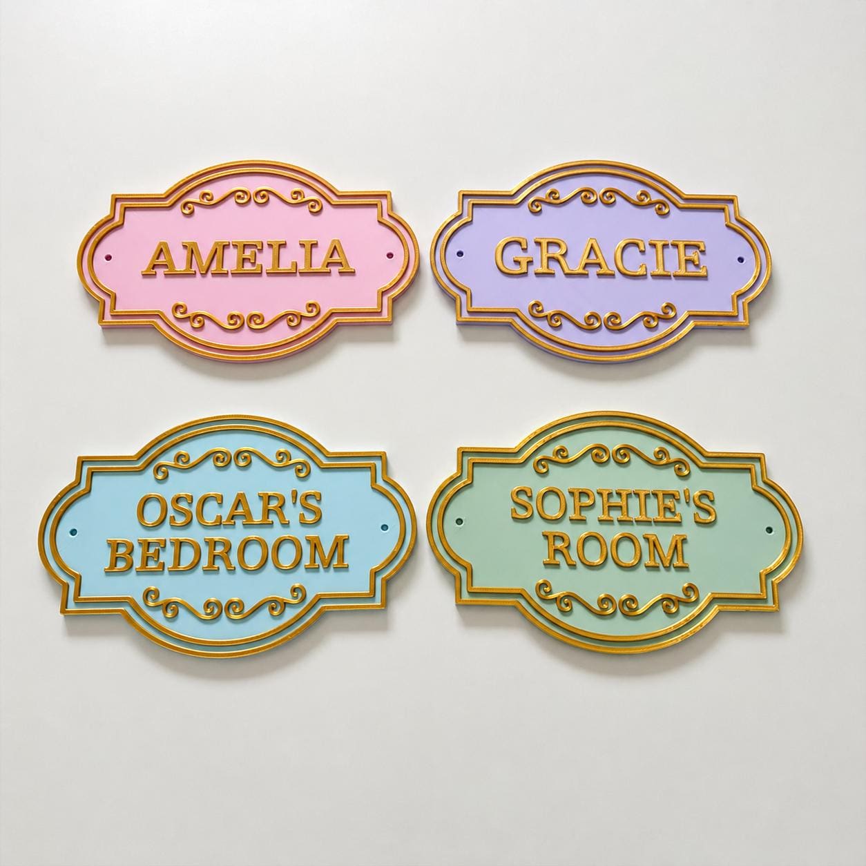 Personalised Kids Name Door Sign Custom Girls Boys Gold Bedroom Decoration Plate
