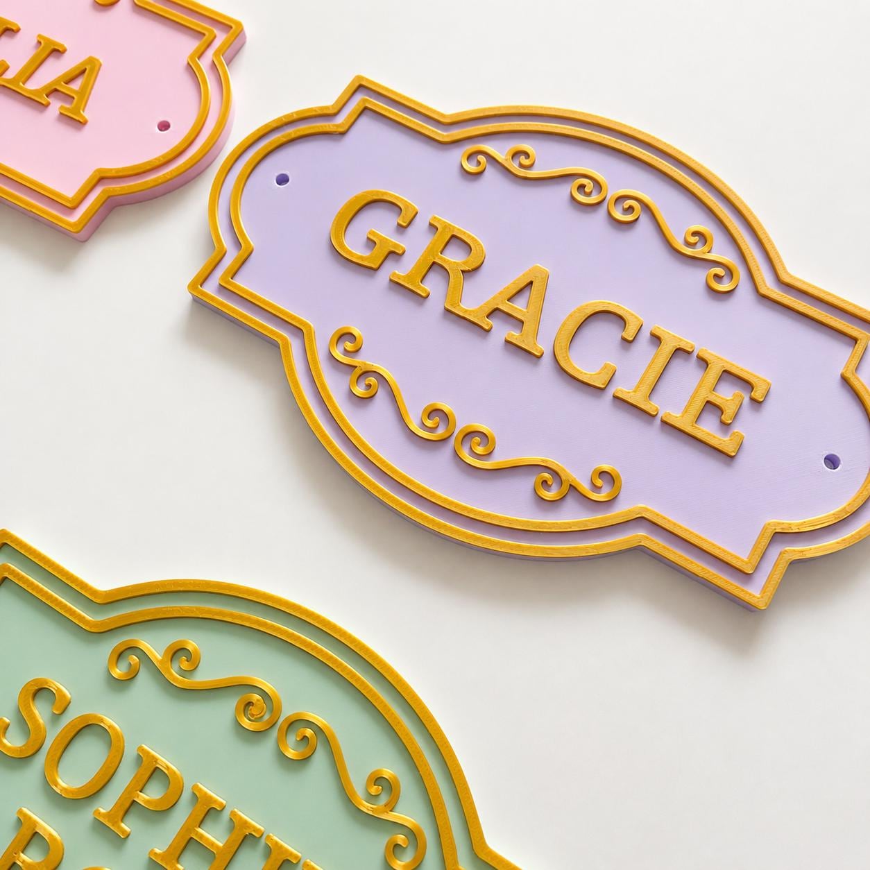 Personalised Kids Name Door Sign Custom Girls Boys Gold Bedroom Decoration Plate