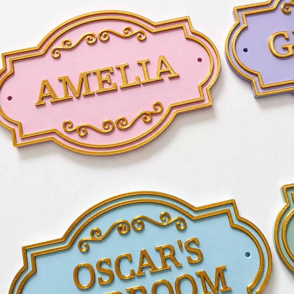 Personalised Kids Name Door Sign Custom Girls Boys Gold Bedroom Decoration Plate