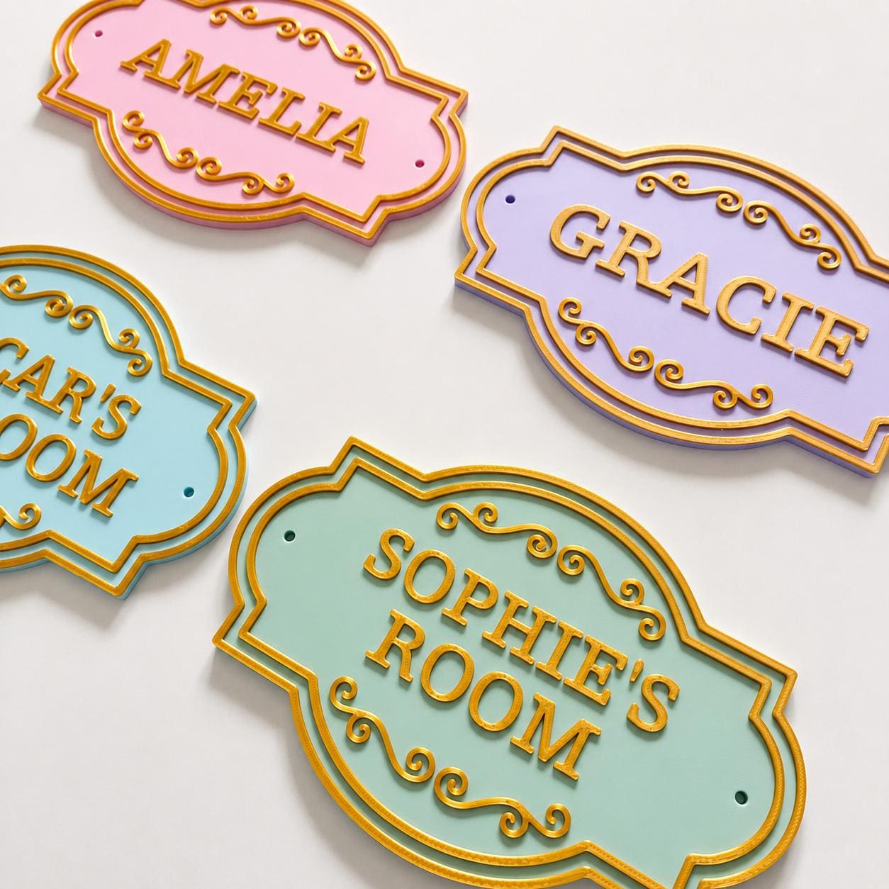 Personalised Kids Name Door Sign Custom Girls Boys Gold Bedroom Decoration Plate