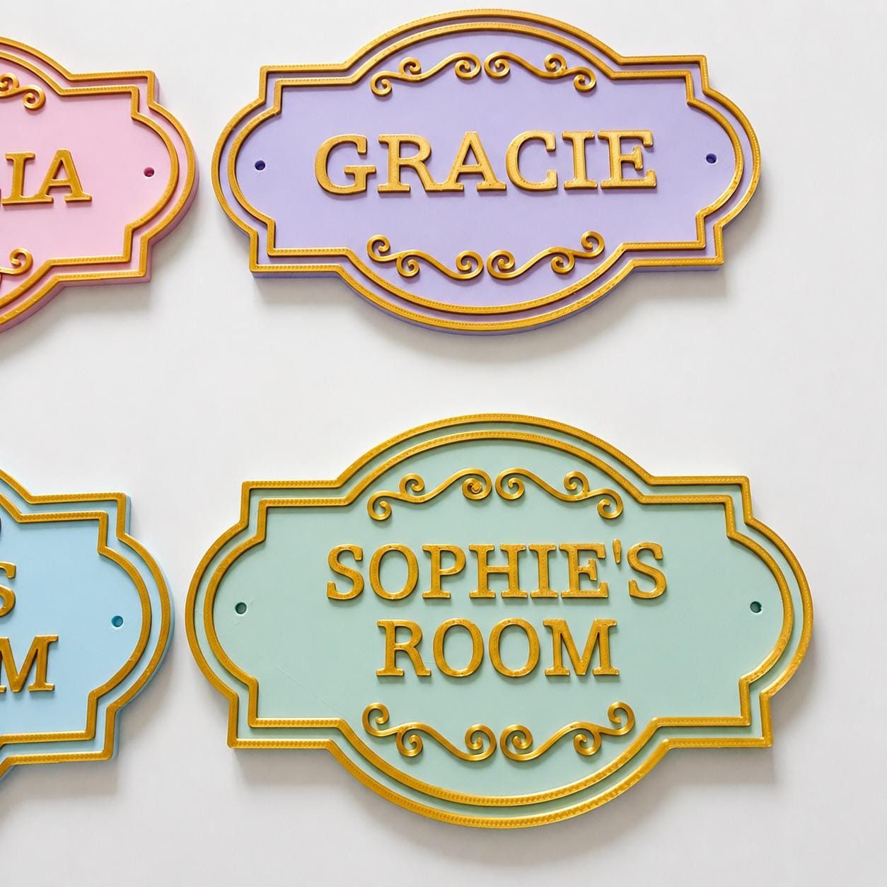 Personalised Kids Name Door Sign Custom Girls Boys Gold Bedroom Decoration Plate