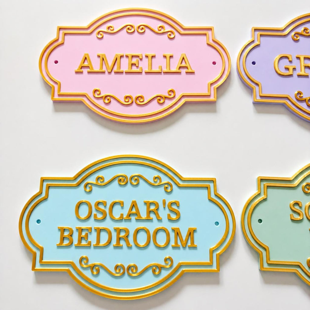 Personalised Kids Name Door Sign Custom Girls Boys Gold Bedroom Decoration Plate