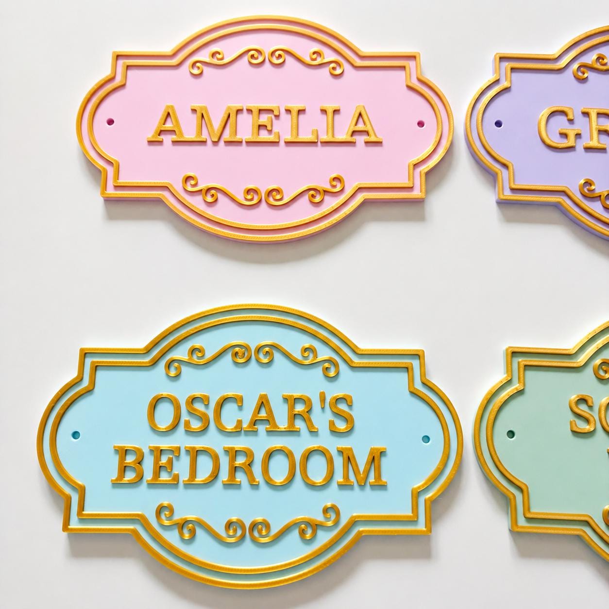 Personalised Kids Name Door Sign Custom Girls Boys Gold Bedroom Decoration Plate