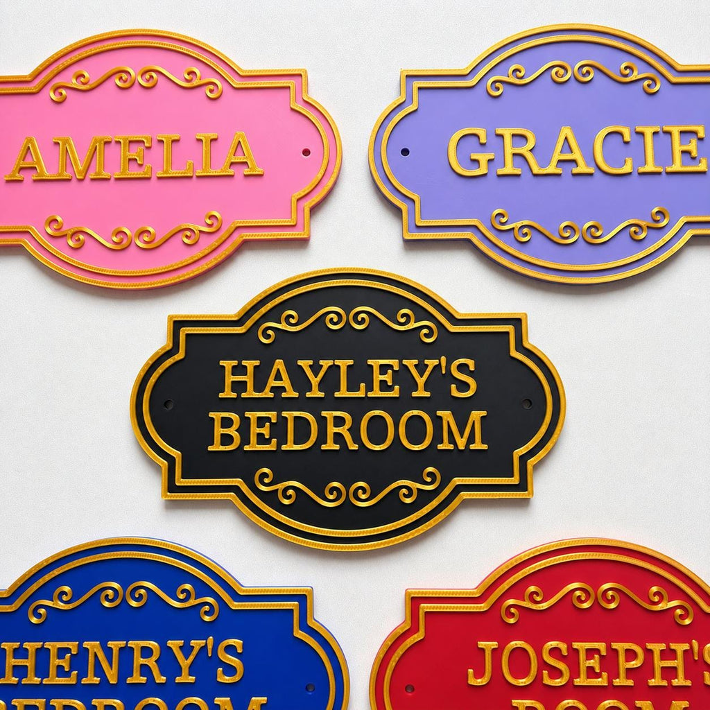 Personalised Kids Name Door Sign Custom Girls Boys Gold Bedroom Decoration Plate