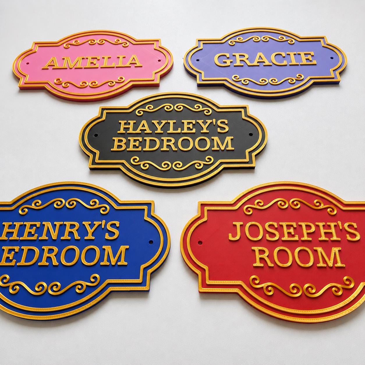 Personalised Kids Name Door Sign Custom Girls Boys Gold Bedroom Decoration Plate
