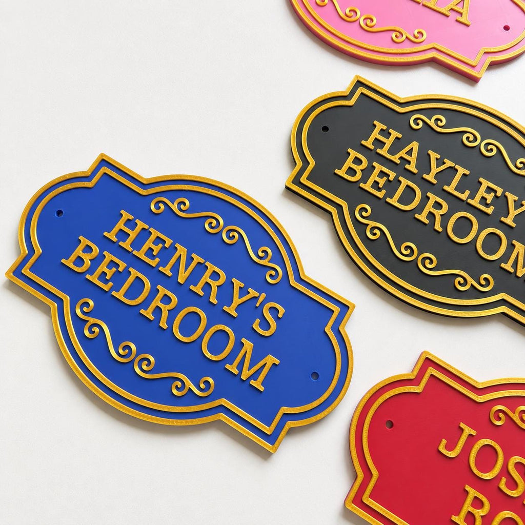 Personalised Kids Name Door Sign Custom Girls Boys Gold Bedroom Decoration Plate