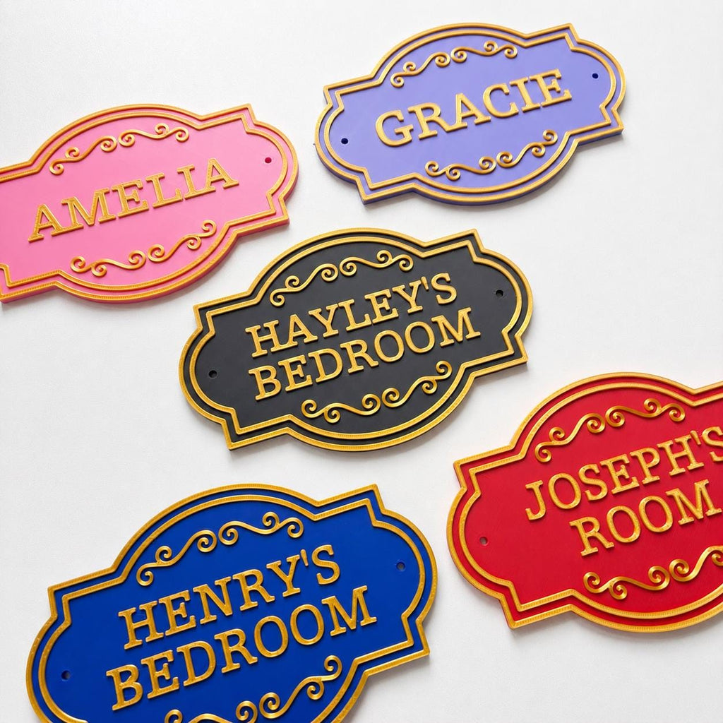 Personalised Kids Name Door Sign Custom Girls Boys Gold Bedroom Decoration Plate