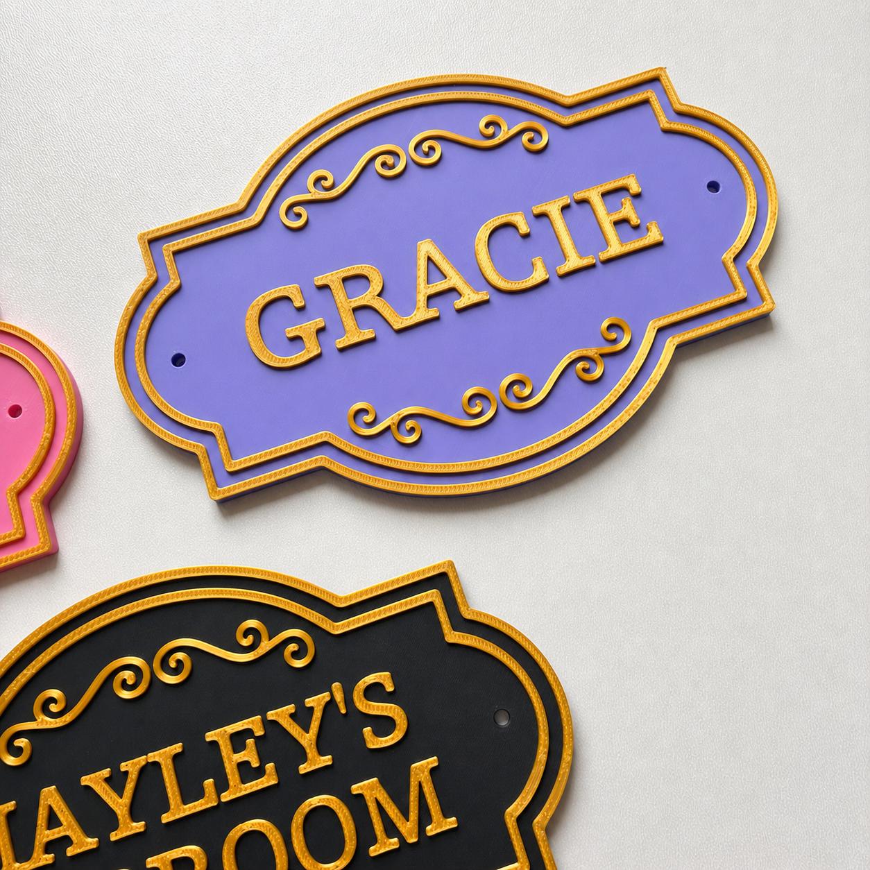 Personalised Kids Name Door Sign Custom Girls Boys Gold Bedroom Decoration Plate