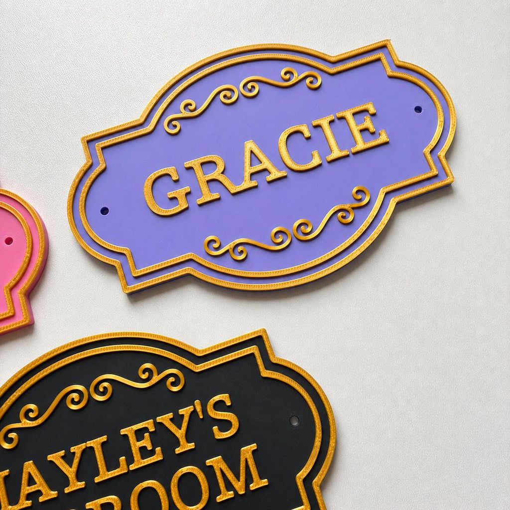 Personalised Kids Name Door Sign Custom Girls Boys Gold Bedroom Decoration Plate