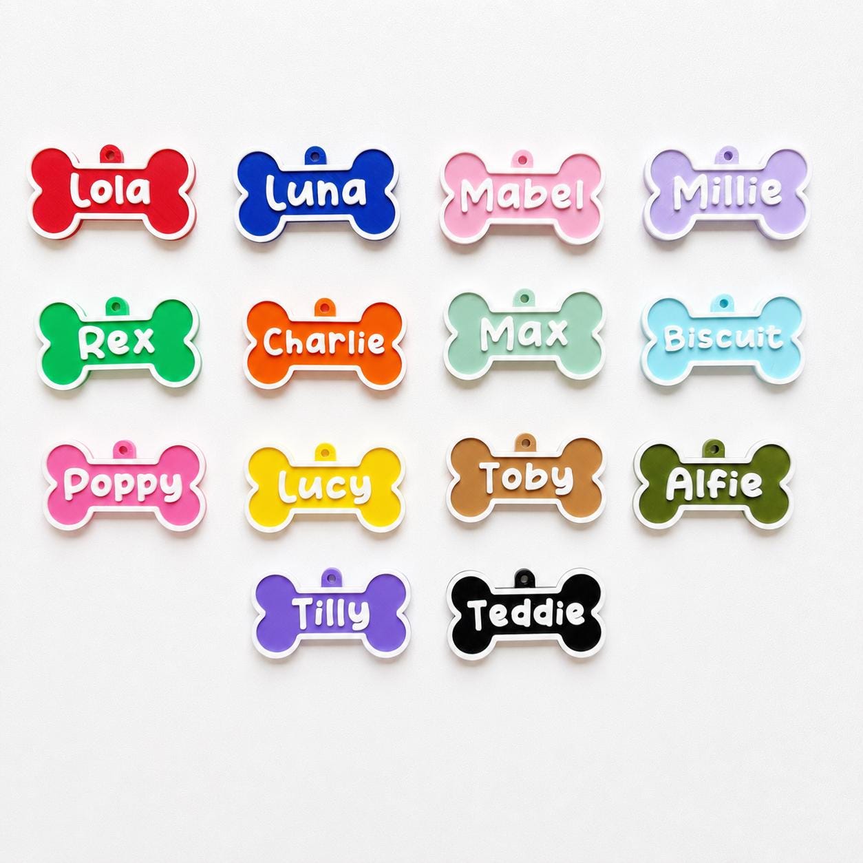 Personalised Pet Collar Name Tag - Custom Dog Puppy Cat ID Disk Bone Charm