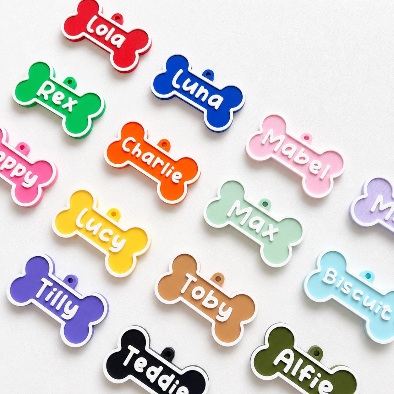 Personalised Pet Collar Name Tag - Custom Dog Puppy Cat ID Disk Bone Charm