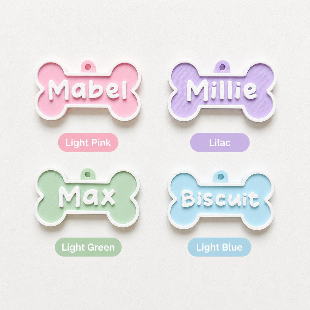 Personalised Pet Collar Name Tag - Custom Dog Puppy Cat ID Disk Bone Charm