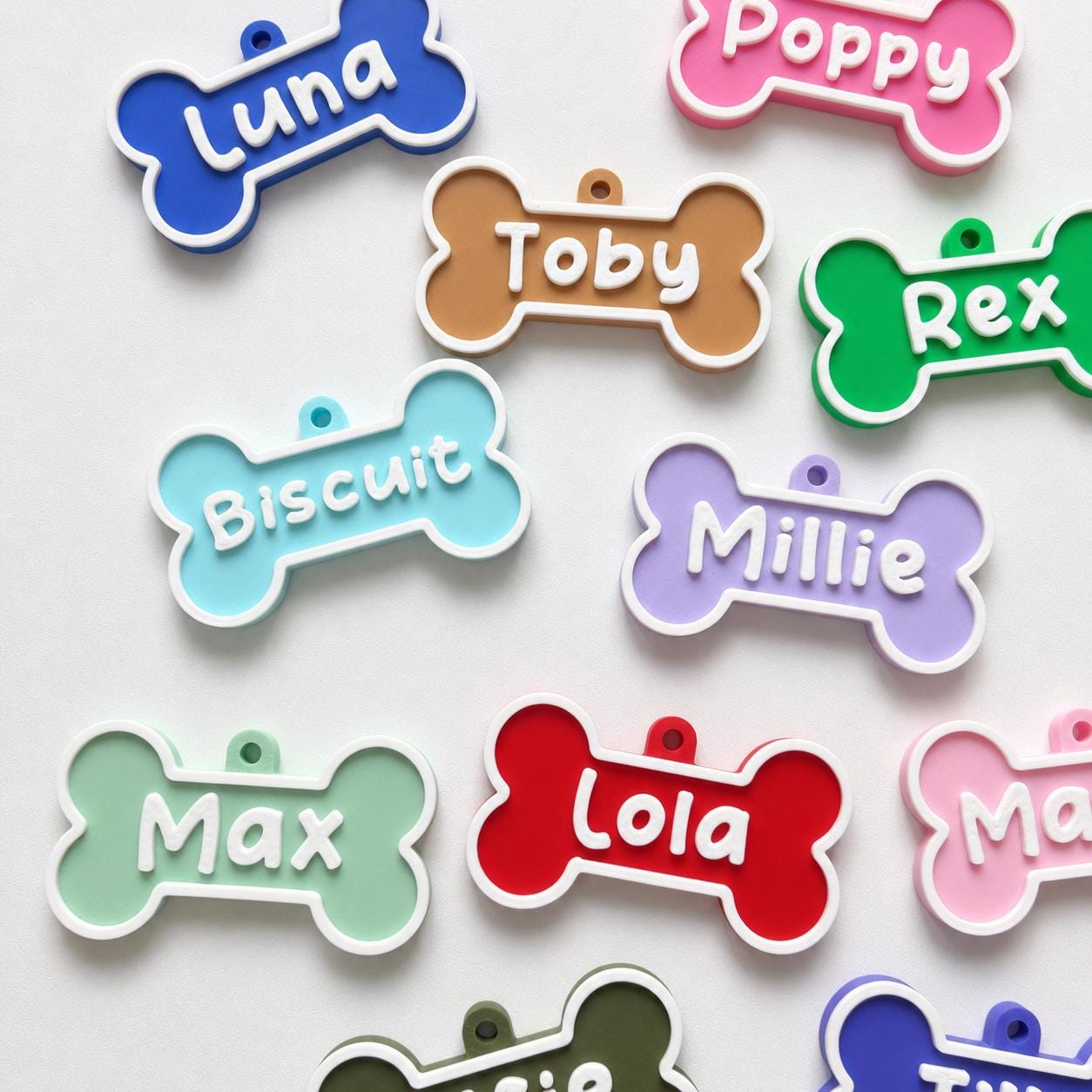 Personalised Pet Collar Name Tag - Custom Dog Puppy Cat ID Disk Bone Charm