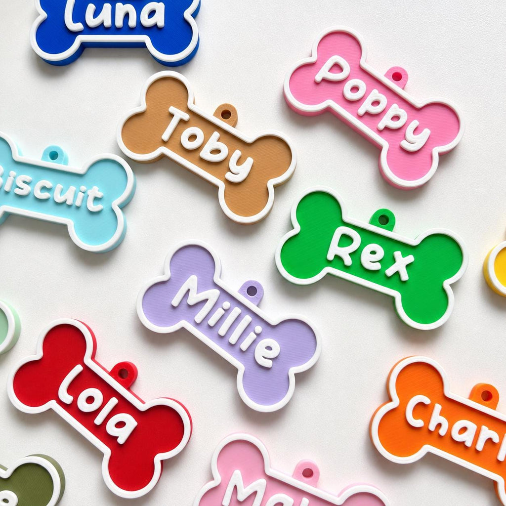 Personalised Pet Collar Name Tag - Custom Dog Puppy Cat ID Disk Bone Charm