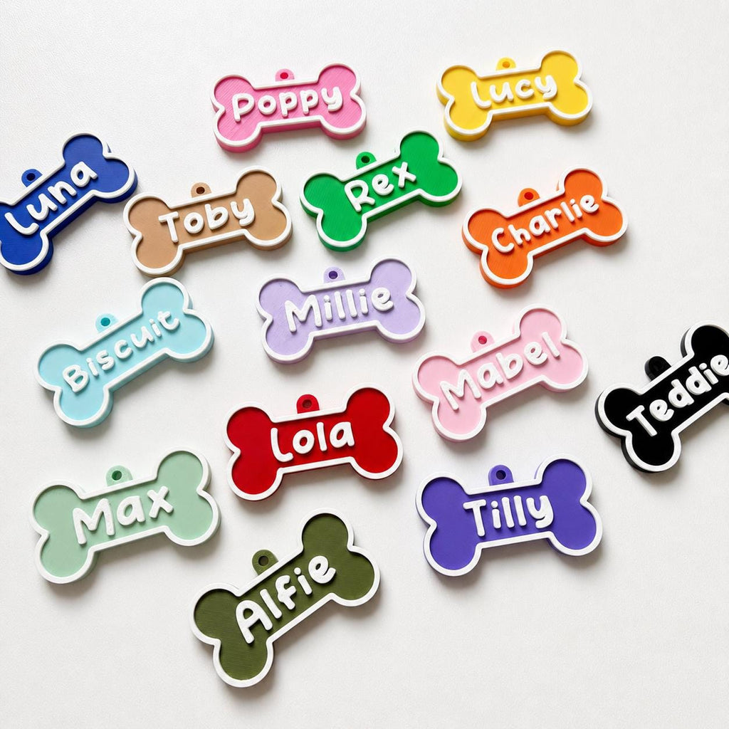 Personalised Pet Collar Name Tag - Custom Dog Puppy Cat ID Disk Bone Charm