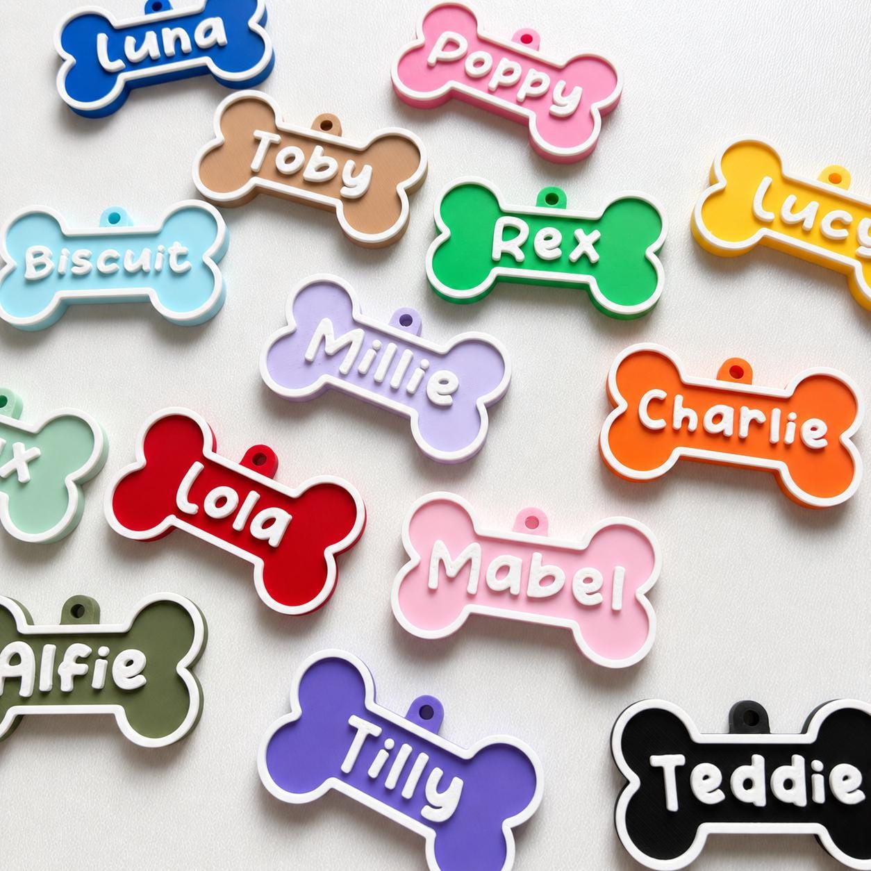 Personalised Pet Collar Name Tag - Custom Dog Puppy Cat ID Disk Bone Charm