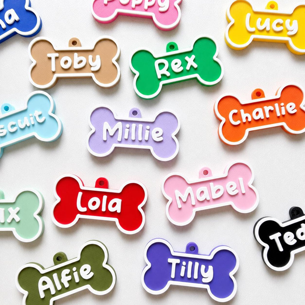 Personalised Pet Collar Name Tag - Custom Dog Puppy Cat ID Disk Bone Charm