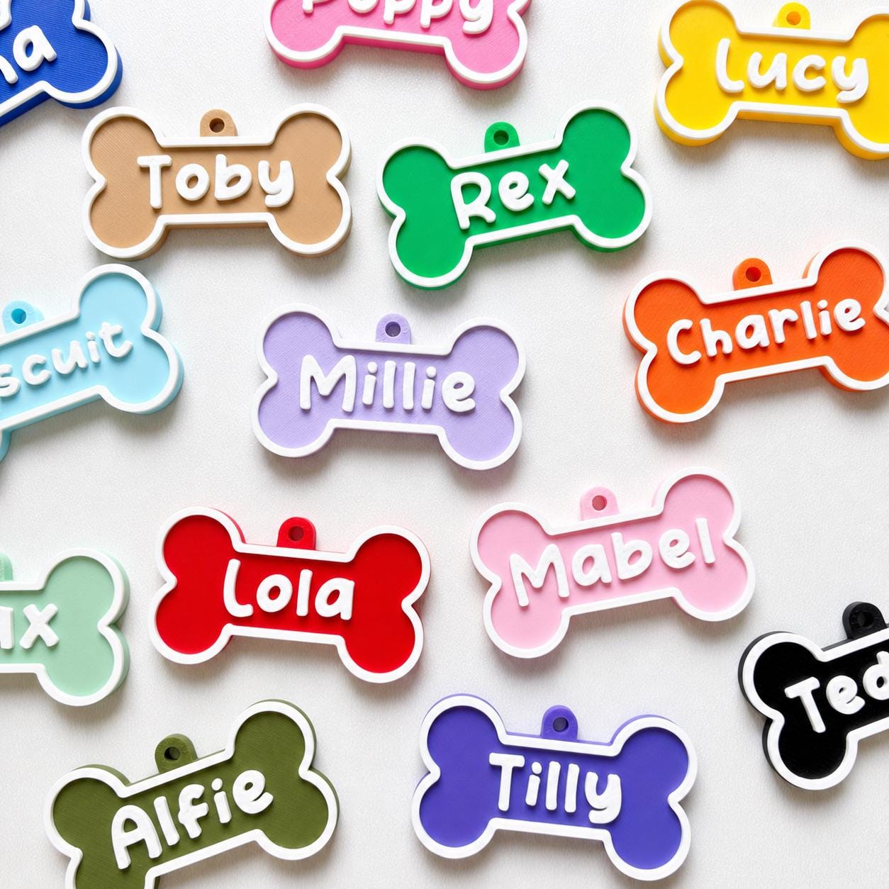 Personalised Pet Collar Name Tag - Custom Dog Puppy Cat ID Disk Bone Charm