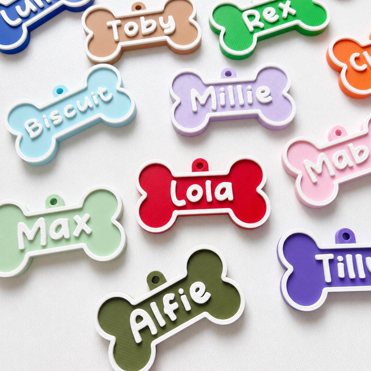 Personalised Pet Collar Name Tag - Custom Dog Puppy Cat ID Disk Bone Charm