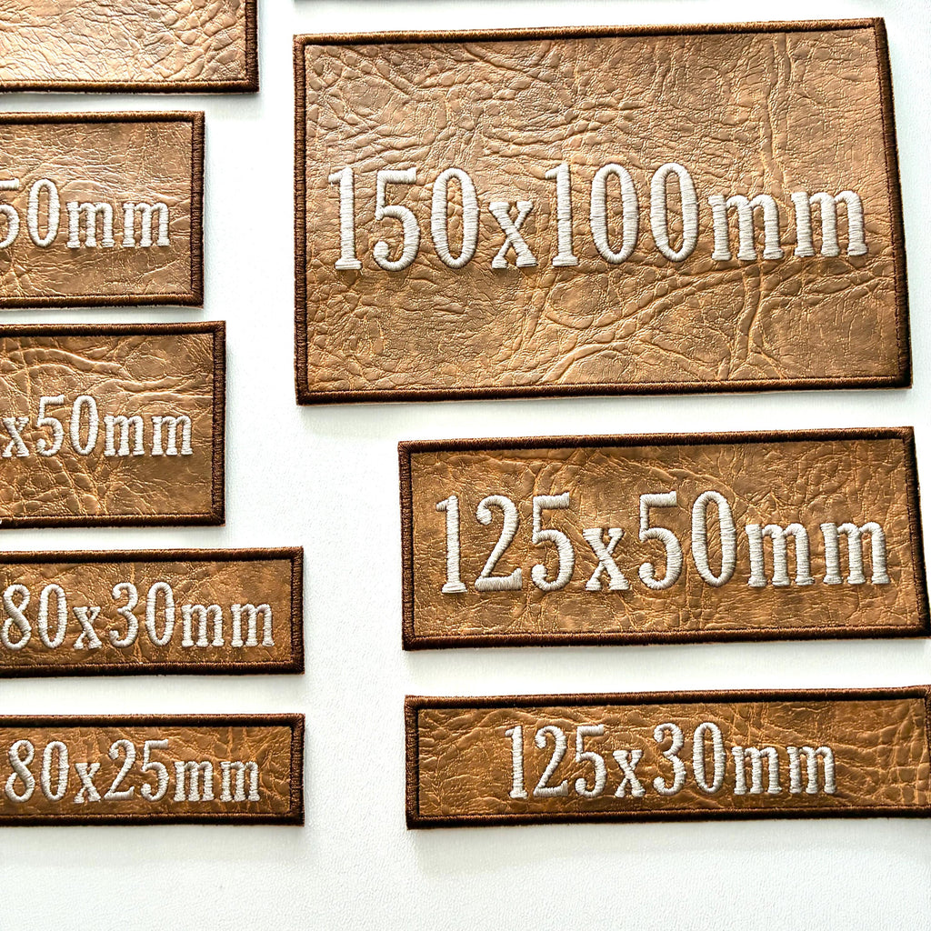 Personalised Embroidered Faux Leather Patches Sew/Iron/VELCRO® Biker Text Badges