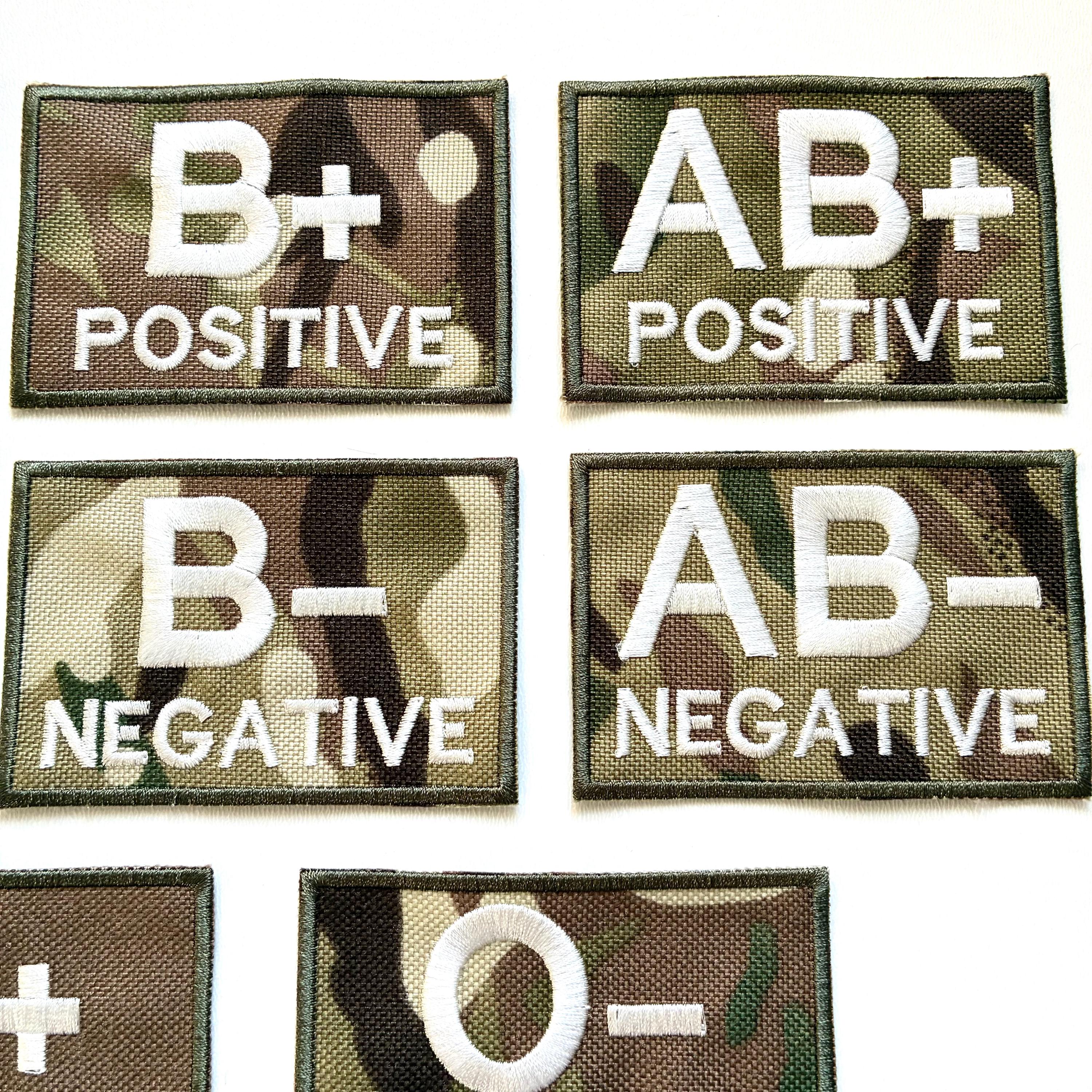Embroidered Blood Group Camo Patches 90x60mm Sew/Iron/VELCRO® Military Medical Badges