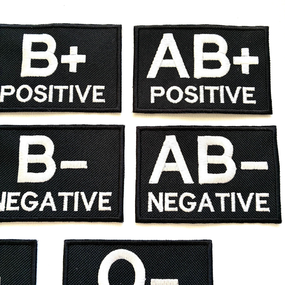 Embroidered Blood Group Black Patches 90x60mm Sew/Iron/VELCRO® Military Medical Badges