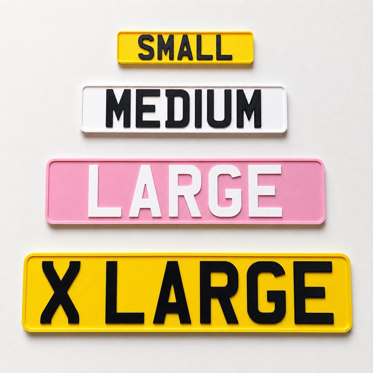 Personalised Number Plate Signs - Custom Text Mini Novelty License Registration