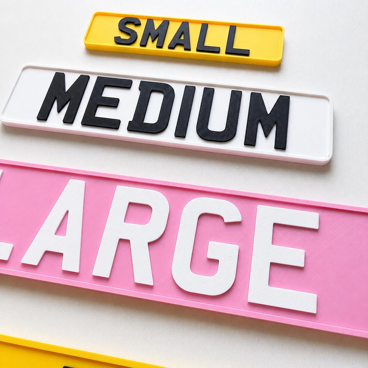 Personalised Number Plate Signs - Custom Text Mini Novelty License Registration