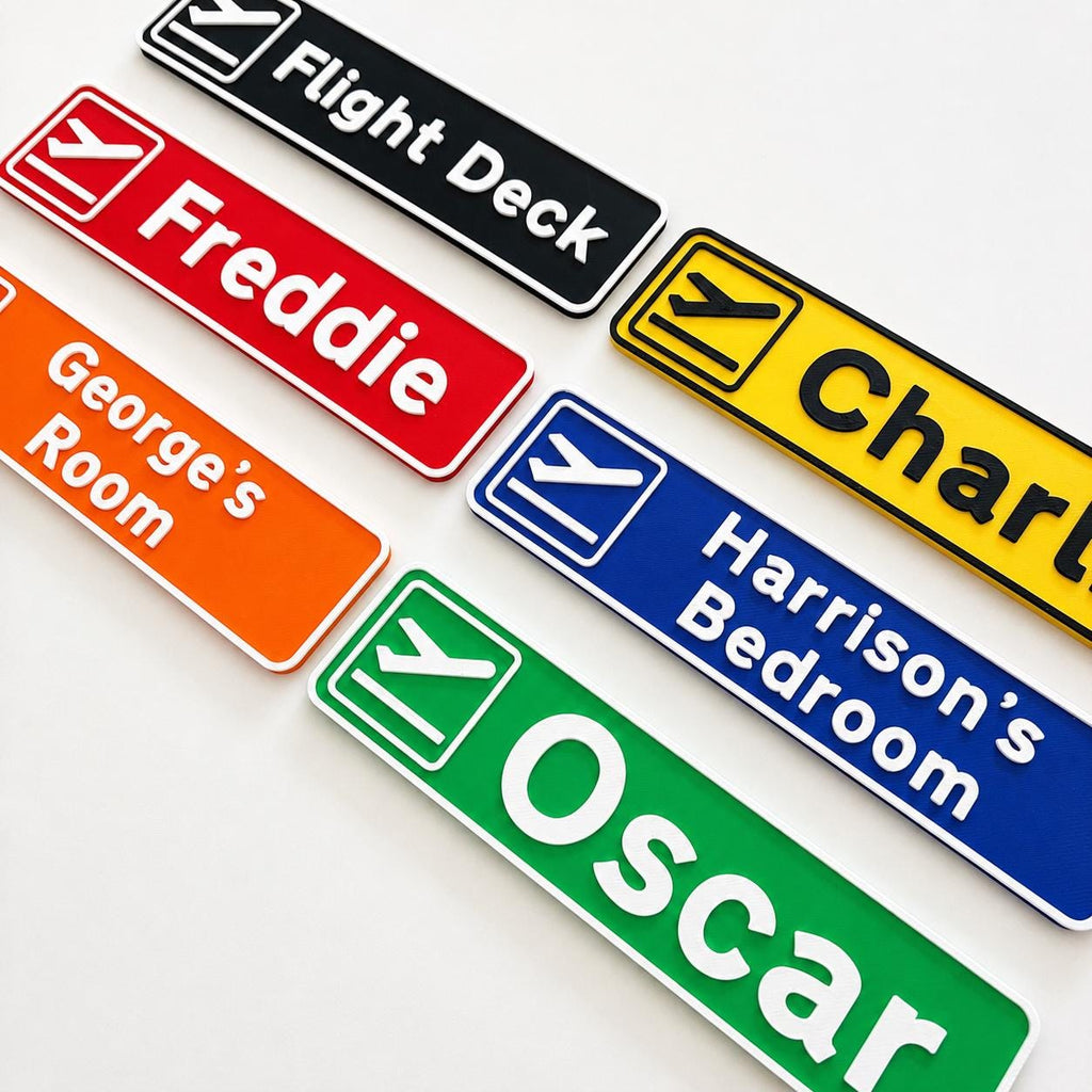 Personalised Departures Sign Airport Airplane Kids Name Bedroom Door AvGeek Gift