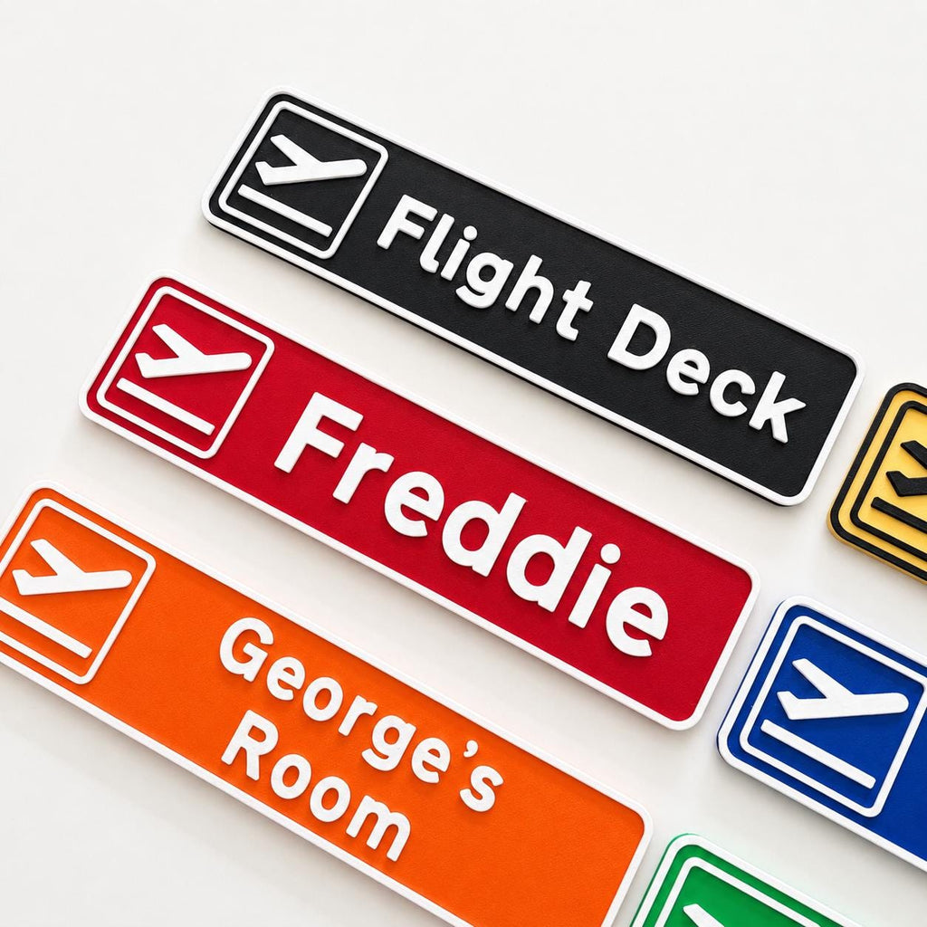 Personalised Departures Sign Airport Airplane Kids Name Bedroom Door AvGeek Gift