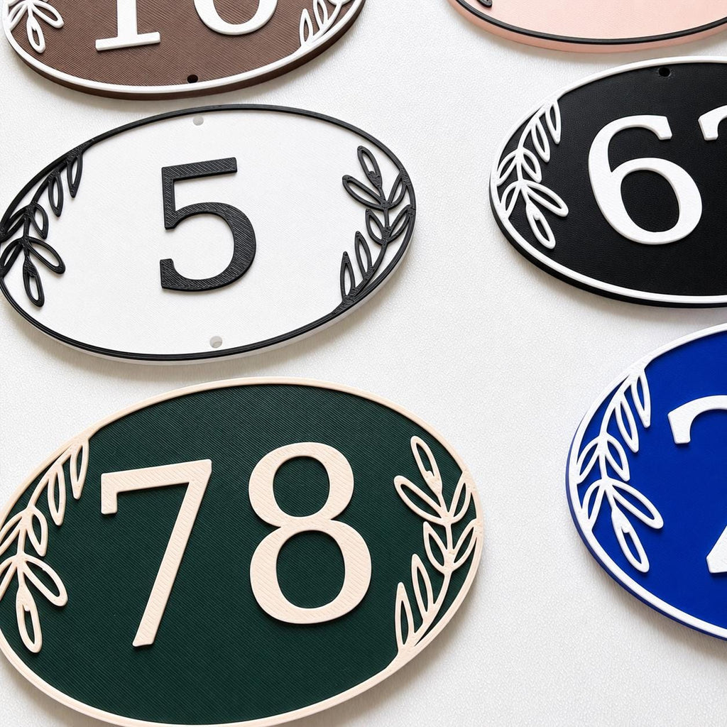 Personalised House Number Sign – Custom Oval Home Front Door Gate Plate Plaque