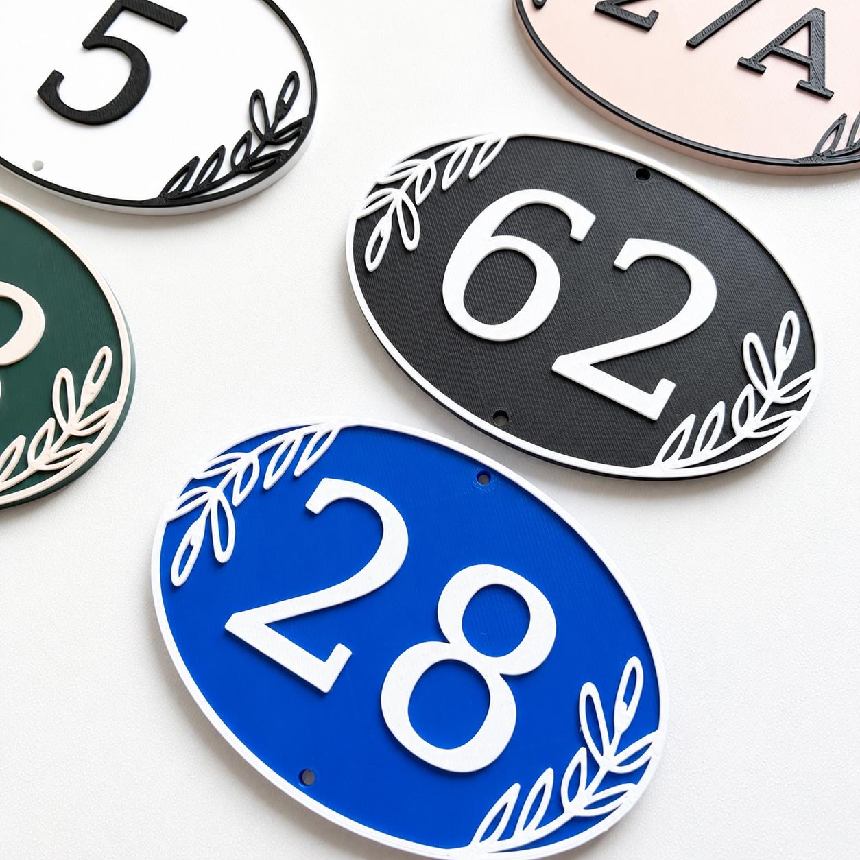Personalised House Number Sign – Custom Oval Home Front Door Gate Plate Plaque