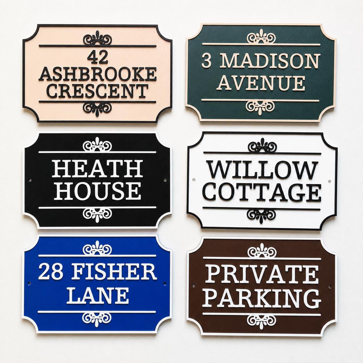 Personalised House Name Sign - Custom Text Door Gate Street Parking Plate Plaque