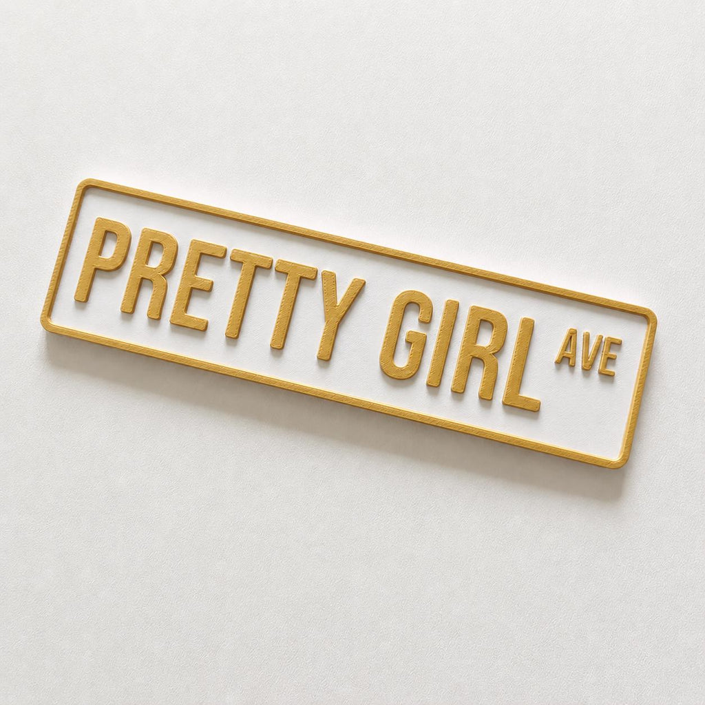 Pretty Girl Avenue Sign Girls Pink Bedroom Decor Door Decoration Plate Plaque