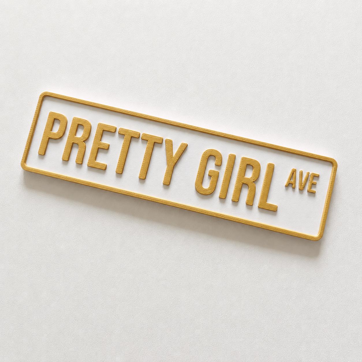 Pretty Girl Avenue Sign Girls Pink Bedroom Decor Door Decoration Plate Plaque