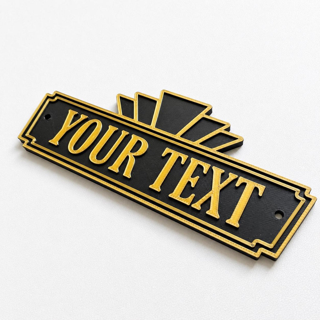 Personalised Text Sign Custom Art Deco Gold Home Theatre House Decoration Plate