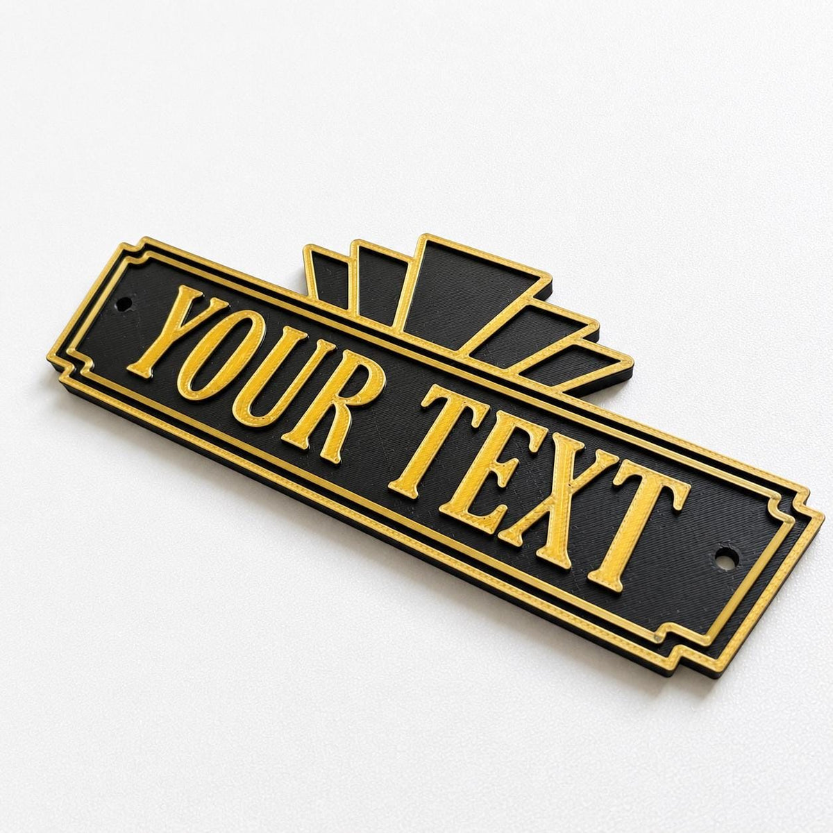 Personalised Text Sign Custom Art Deco Gold Home Theatre House Decoration Plate