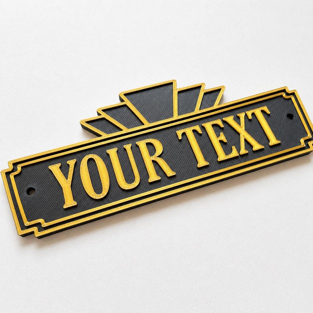 Personalised Text Sign Custom Art Deco Gold Home Theatre House Decoration Plate