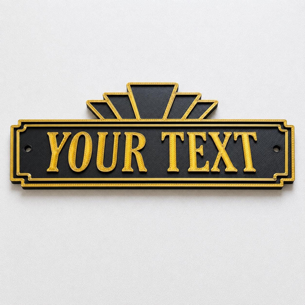 Personalised Text Sign Custom Art Deco Gold Home Theatre House Decoration Plate
