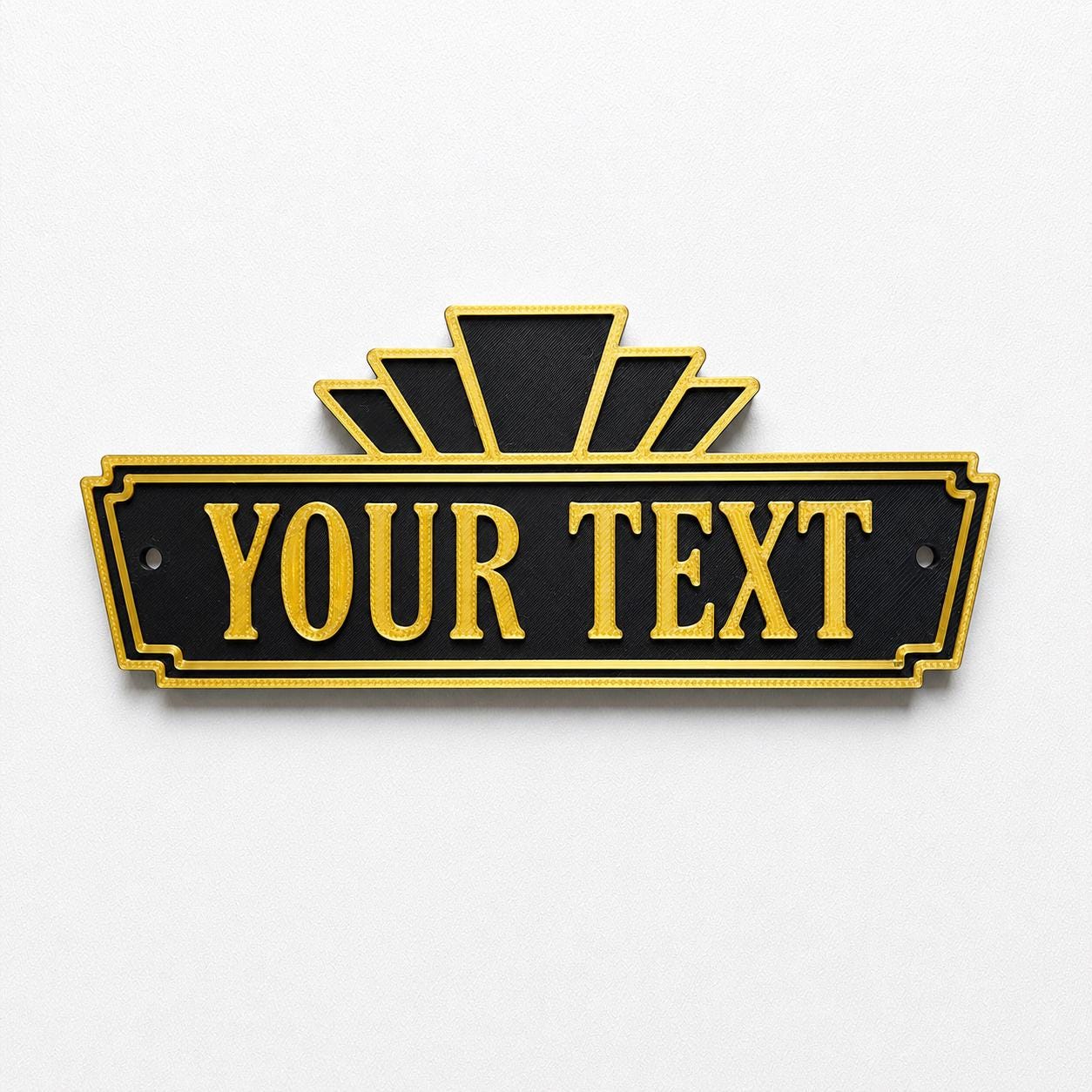 Personalised Text Sign Custom Art Deco Gold Home Theatre House Decoration Plate