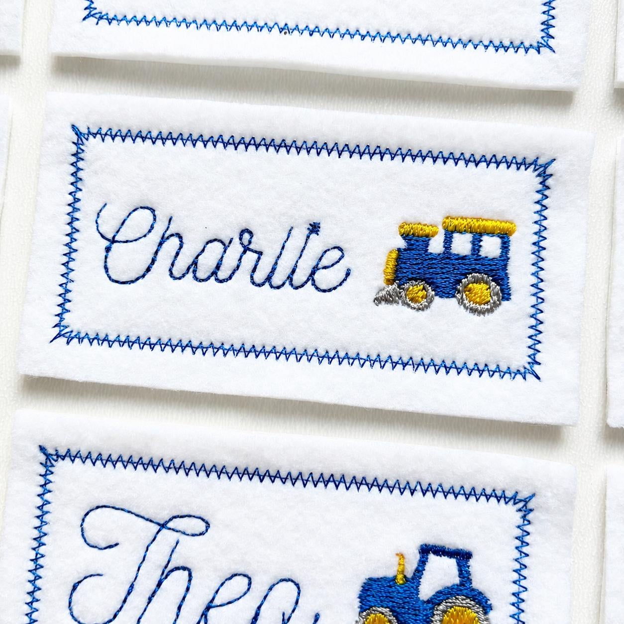 Personalised Embroidered Name Patch Iron & Sew On Custom Text Car Train Tractor