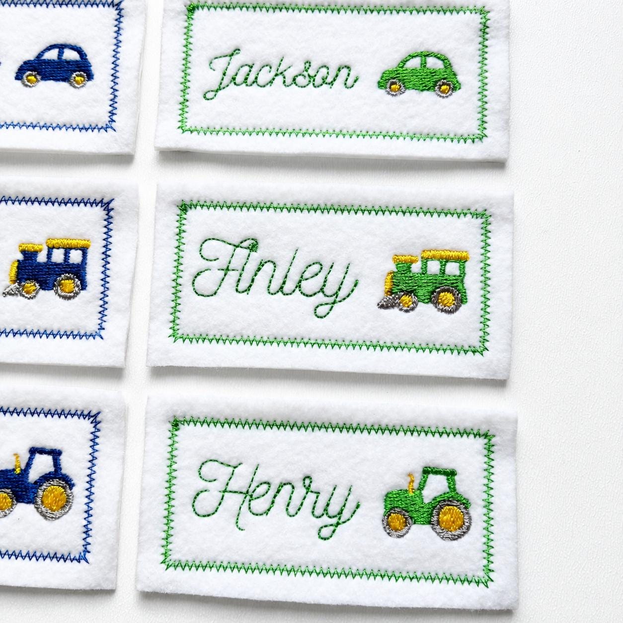 Personalised Embroidered Name Patch Iron & Sew On Custom Text Car Train Tractor
