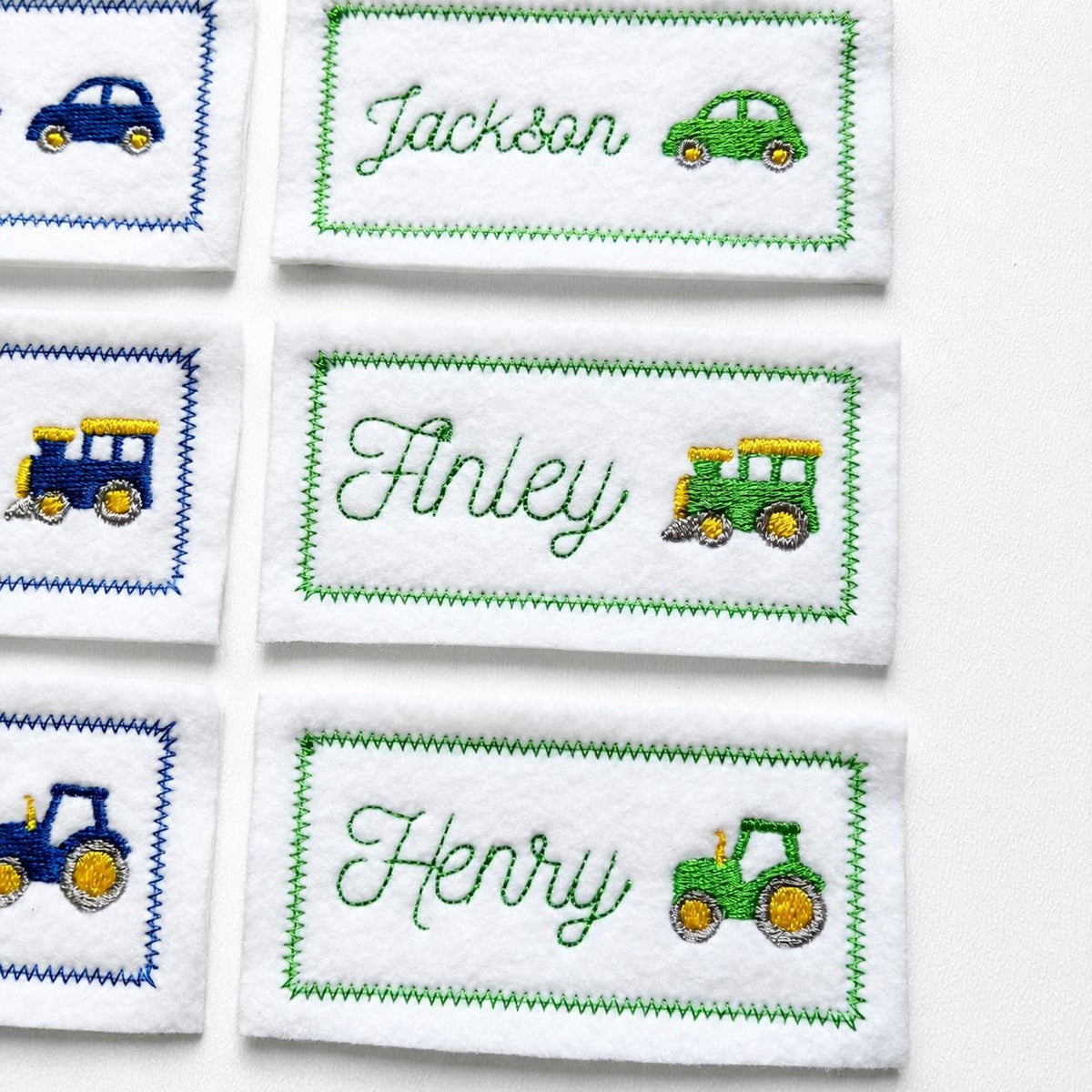 Personalised Embroidered Name Patch Iron & Sew On Custom Text Car Train Tractor