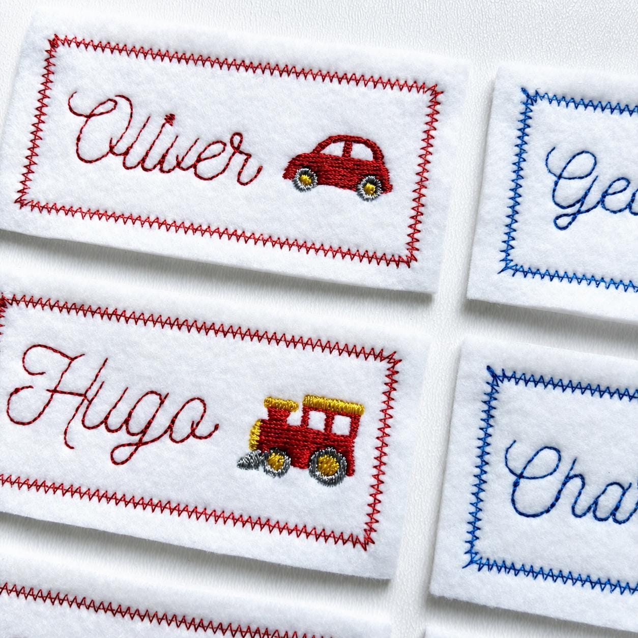 Personalised Embroidered Name Patch Iron & Sew On Custom Text Car Train Tractor