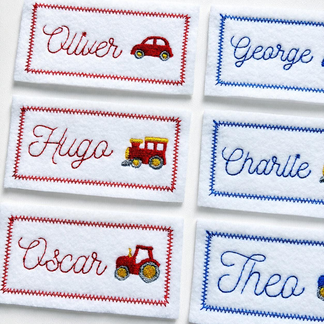 Personalised Embroidered Name Patch Iron & Sew On Custom Text Car Train Tractor