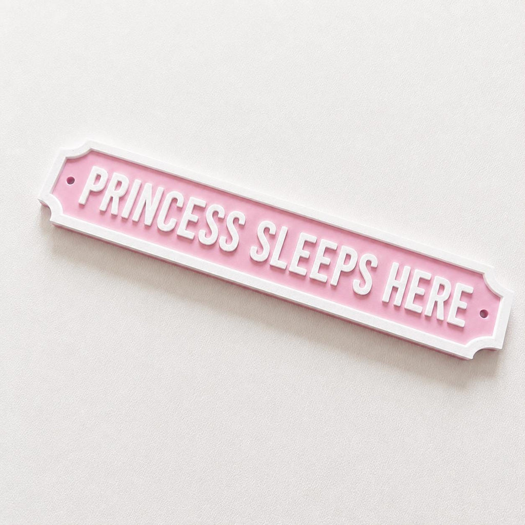 Princess Sleeps Here Sign Girls Pink Bedroom Decor Door Decoration Plate Plaque