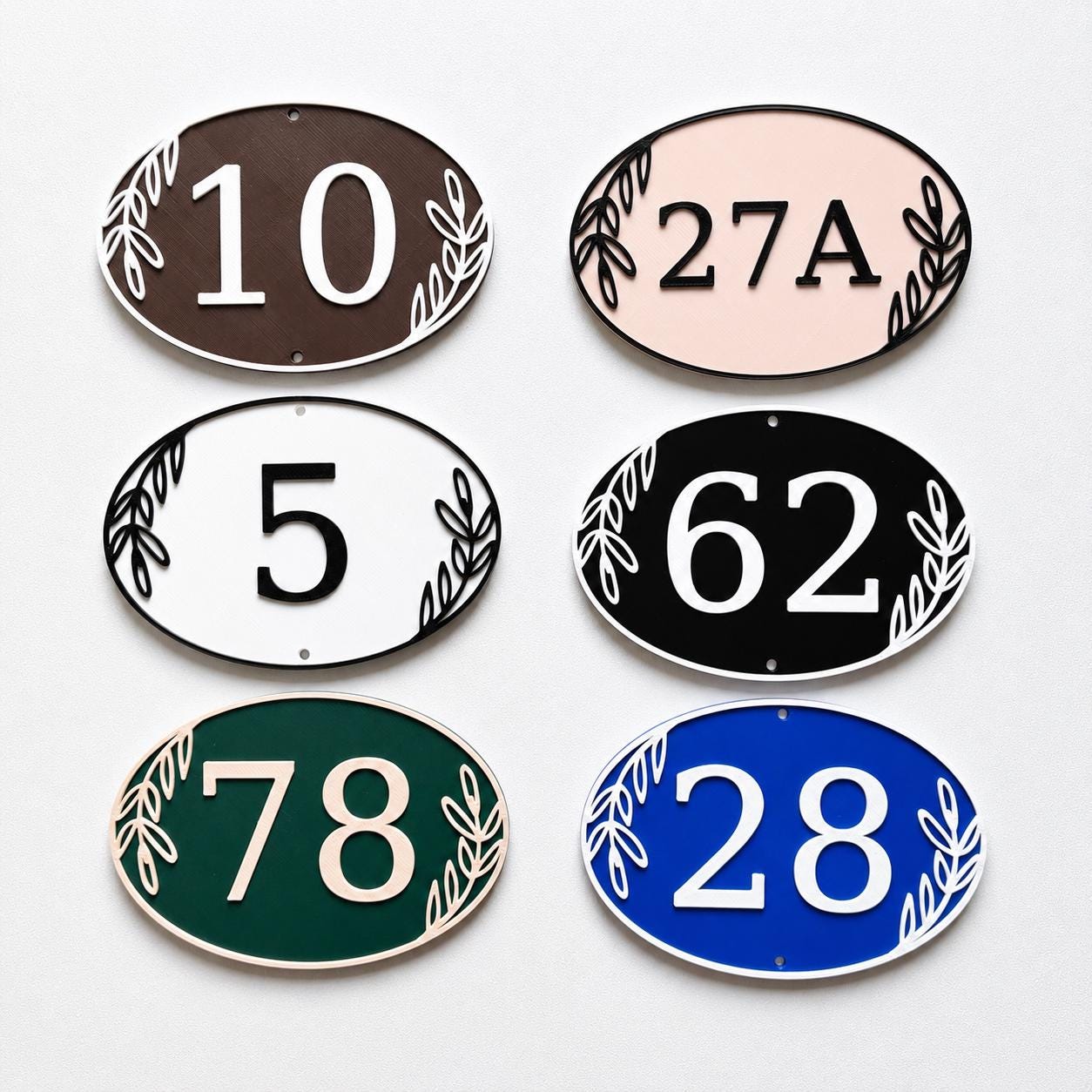 Personalised House Number Sign – Custom Oval Home Front Door Gate Plate Plaque